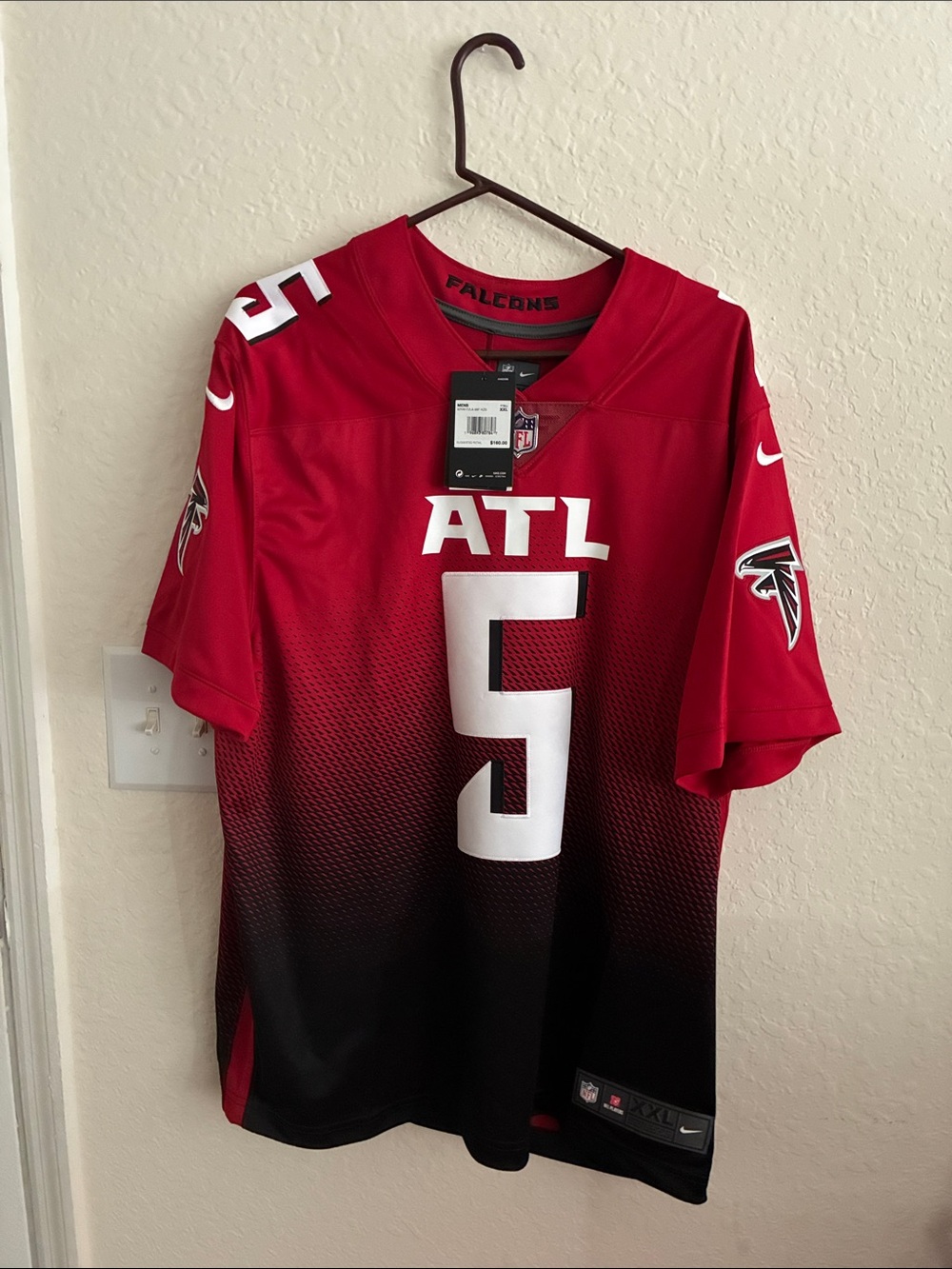 Nike Red and Black Atlanta Falcons #5 Drake London Jersey